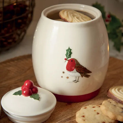 Cooksmart Christmas Robins Retreat Ceramic Canister
