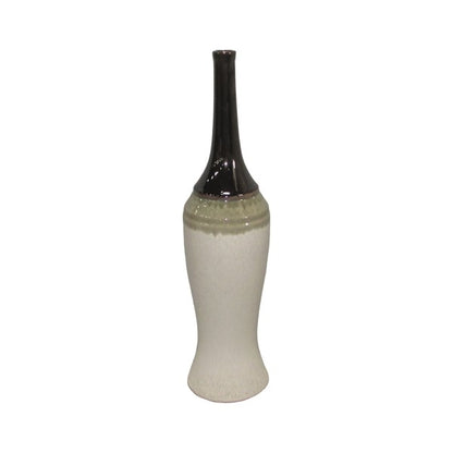 Cream, Green & Black Narrow Neck Vase (58cm)