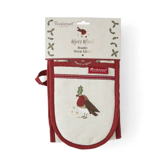 Cooksmart Xmas Robins Retreat Double Oven Glove