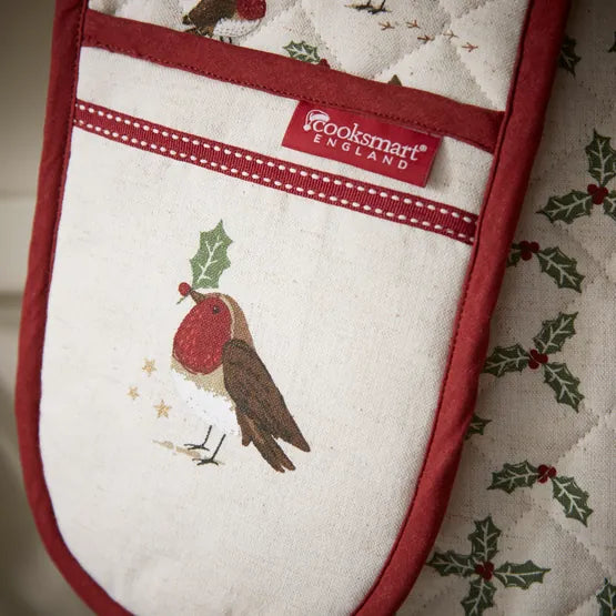 Cooksmart Xmas Robins Retreat Double Oven Glove