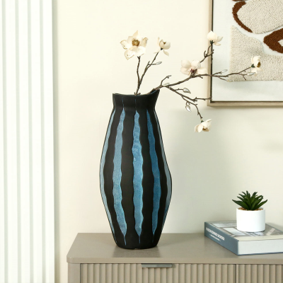 Black & Blue Ceramic Vase (44.5cm)